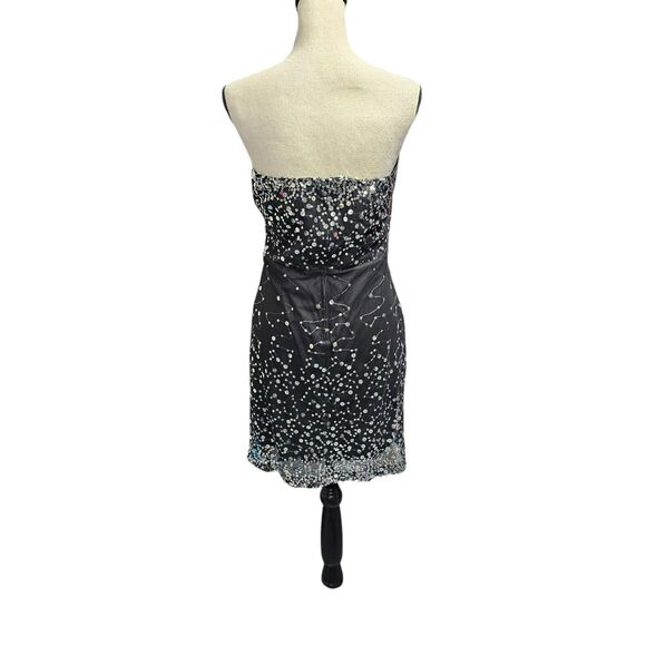 Vintage Trixxi Womens Sequin Dress Size 13 Sweetheart Neck Y2K Whimsigoth HOCO - Picture 2 of 7